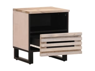 Table de chevet - cabinet de chevet - table de nuit 40x34x46 cm bois de manguier massif blanchi