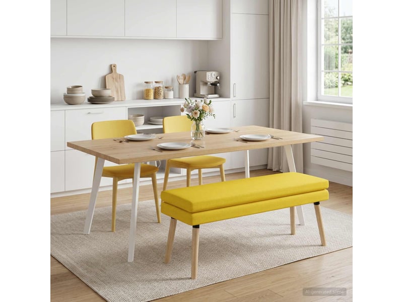  Banc d'entrée, banc à double couche jaune clair 110x40x47 cm tissu  - Conforama C