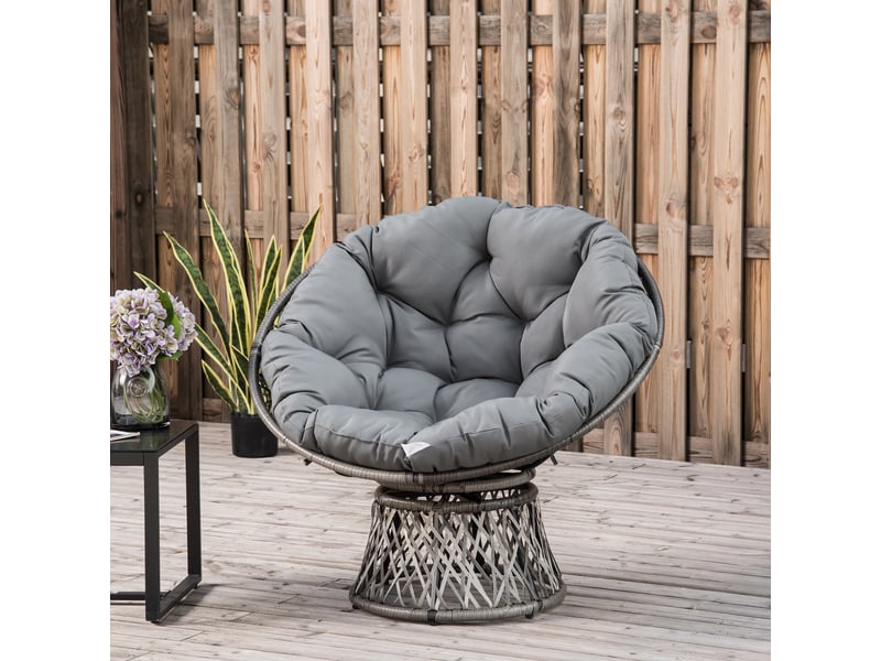  Fauteuil de jardin, chaise de jardin, résine tressée, 87x97x86cm, gris  - Conforama D