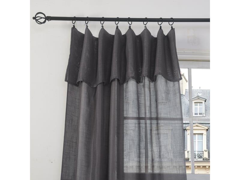  Rideau ajustable 140 x 270 cm + 8 anneaux pinces effet lin evasion granit CP-EVASION-GRANITE - Conforama B