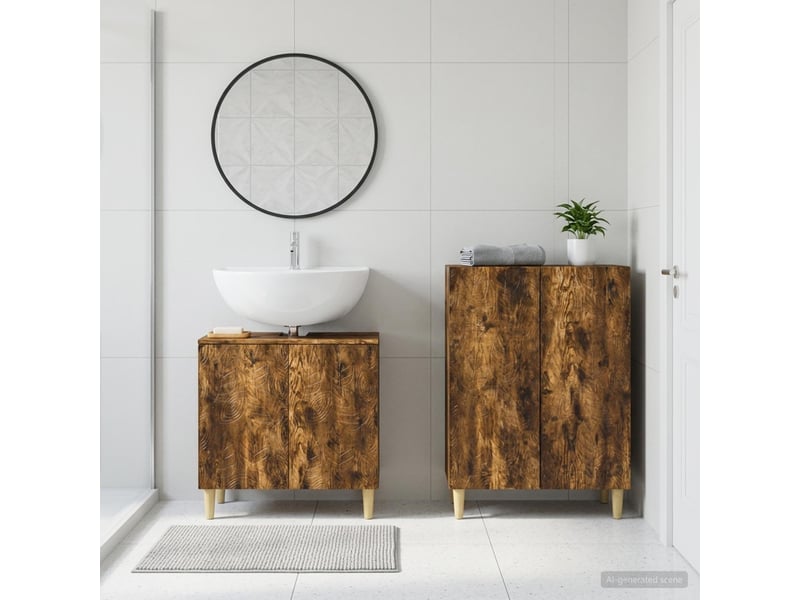  Ensemble de 2 meubles de salle de bain delft chêne fumé cf63114  - Conforama B
