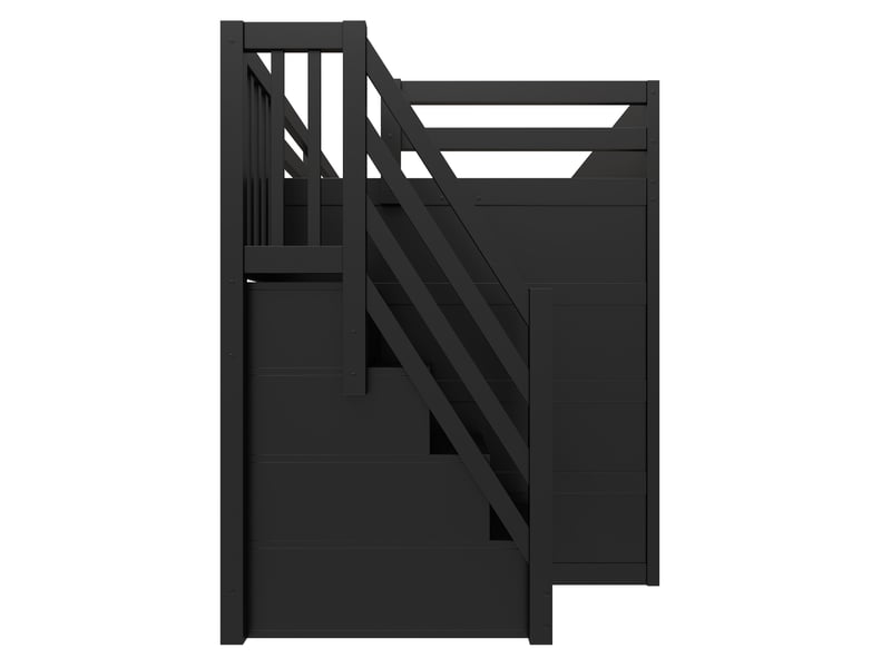 Lit mezzanine 140 × 200 cm 2 places avec bureau, led réglable, usb, 4 rangements et échelle, sans matelas, noir et rouge - Conforama E