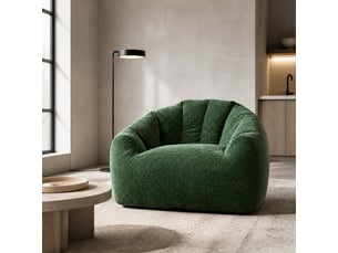 Fauteuil poire rond vert en tissu flanelle, soutien enveloppant pour vos moments de détente à la maison