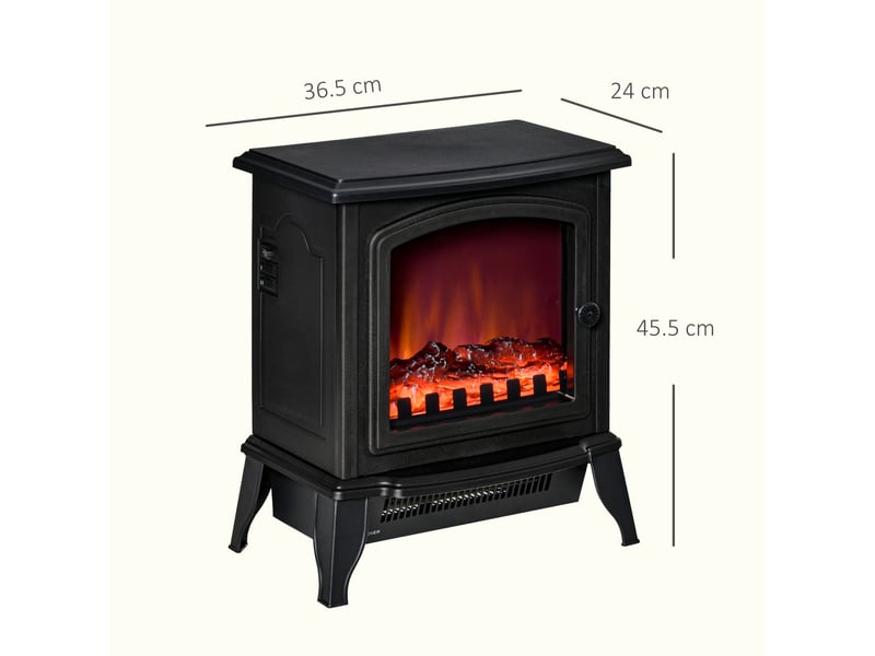  Cheminée électrique portable avec effet flamme, 10002000 w, noire  - Conforama E