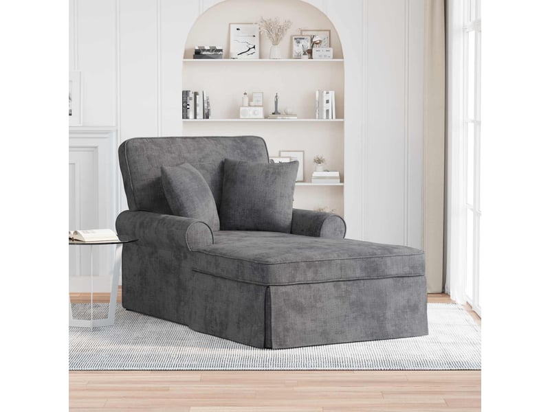  Vidaxl chaise lounge avec jupe gris foncé 157 x 91 x 91 cm ares  - Conforama B