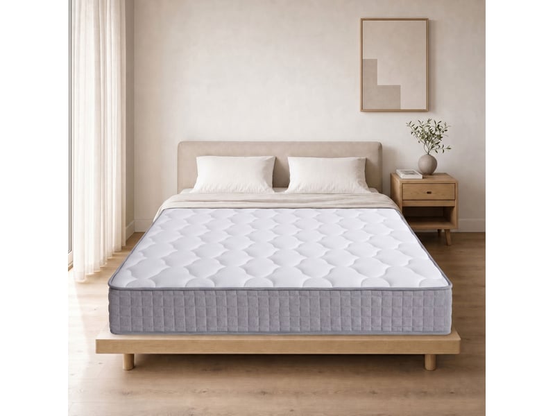  Matelas à ressorts ensachés 140x190 cm, 25 cm, 7 zones, fermeté h3, blanc  - Conforama D