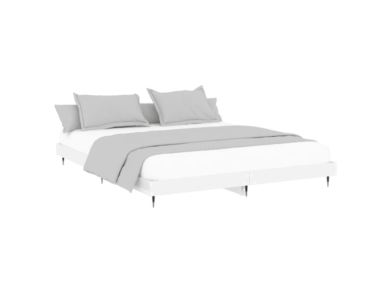  Lit double- lit adulte -  cadre de lit sans matelas blanc brillant 140x200 cm  - Conforama C