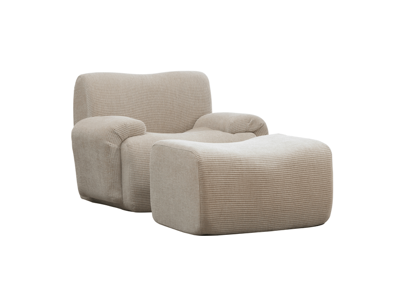 Fauteuil 1 place avec repose-pieds en chenille kaki clair - Conforama A
