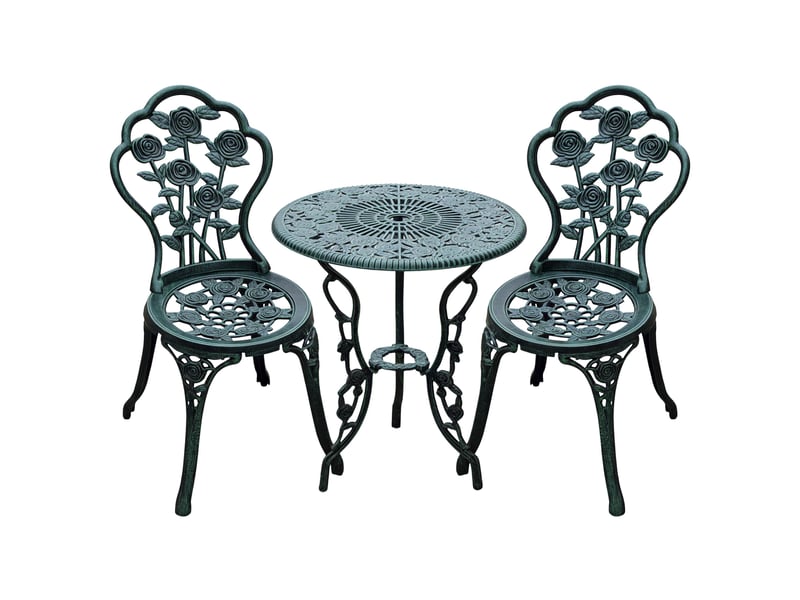  Salon de jardin 2 places – style néo-rétro – table ronde incluse  - Conforama A