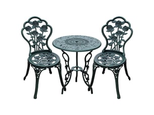 Salon de jardin 2 places – style néo-rétro – table ronde incluse