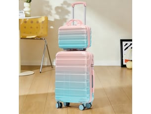 Set de valises rigides,20 pouces avec trousse 14 pouces,avec serrure à code,pc,rose