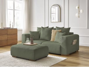 Canapé droit fixe BOBOCHIC SIDONIE 3 places Velours vert
