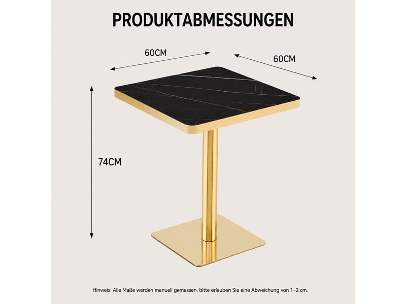  Table de salle à manger,60x60x74 cm,pied métal,mdf,noir effet marbre  - Conforama C