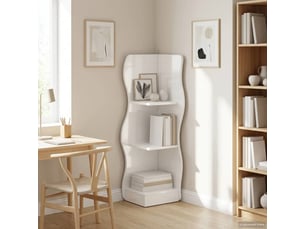 Étagère d'angle, armoire de rangement blanc brillant 34 x 33 x 102 cm cf41368