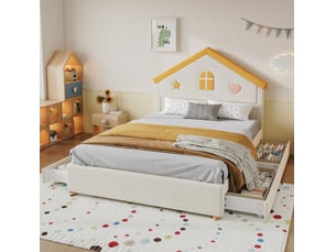 Lit 2 places 140x200 cm <strong>WISHDOR</strong> <strong></strong> coloris beige