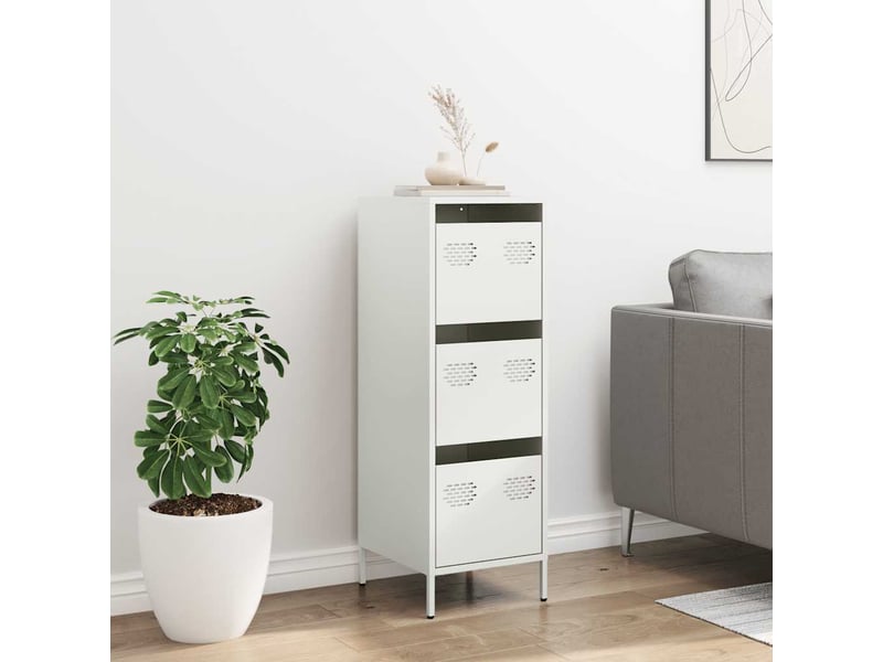  Buffet haut - bahut - meuble de rangement blanc 39x35x103,5 cm acier  - Conforama C