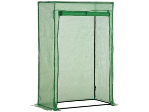 Serre de jardin, serre de balcon, bâche renforcée pe, châssis en acier, porte zippée enroulable, 100 x 50 x 150 cm vert