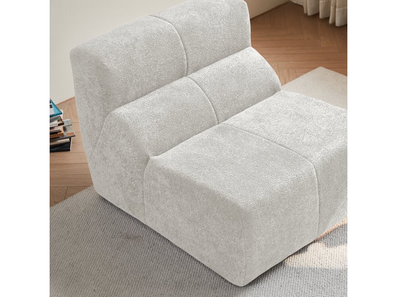 Fauteuil blanc velours moderne sans accoudoirs canapé salon compact design contemporain - Conforama R