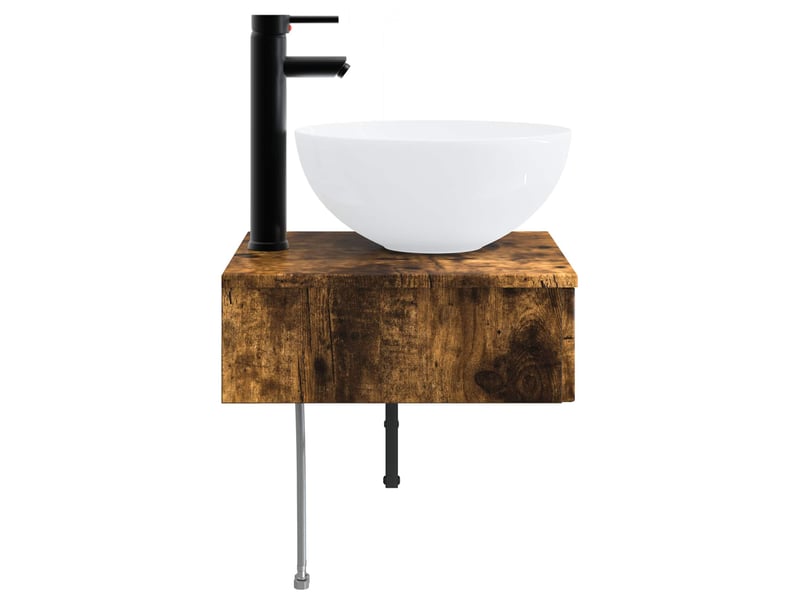  Basin de lavage mural, lavabo chêne fumé 40x41x40.5 cm  - Conforama D