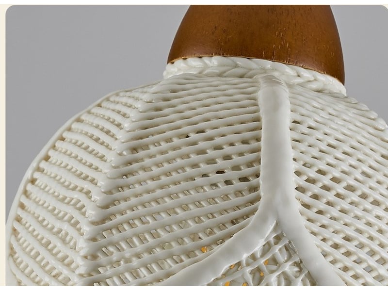  Suspension en métal blanc mat, bois naturel et céramique – 17x15.5cm  - Conforama D