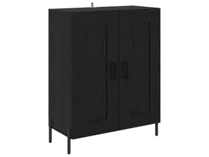 Buffet - bahut - meuble de rangement chêne noir 69,5 x 34 x 90 cm bois d'ingénierie et fer