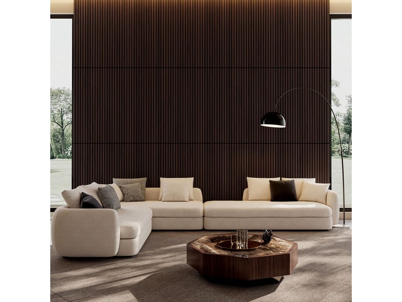  Lot de 4 panneaux acoustiques muraux 3d en bois, noyer foncé, 120 x 60 cm  - Conforama B