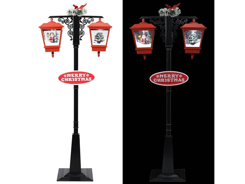  Lampadaire de noël avec père noël noir et rouge 81x40x188cm pvc  - Conforama D