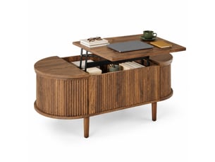 Table basse ovale coloris bois foncé ULQENI  - 48 cmx100 cm