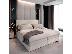 Lit avec rangement 180x200 cm <strong>MASSENO</strong> <strong></strong> coloris beige
