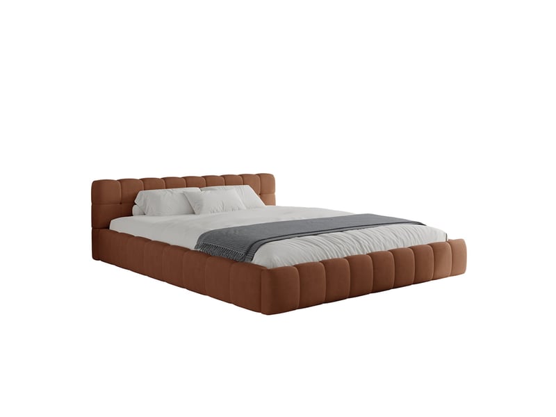  Lit nuage 140x190cm en velours marron kansas  - Conforama A