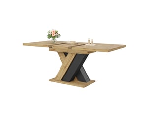 Table à manger extensible 119-158,5 x 80 x 75 cm, rallonge intégrée, plateau télescopique et pieds en x, pour cuisine ou salon,bois naturel