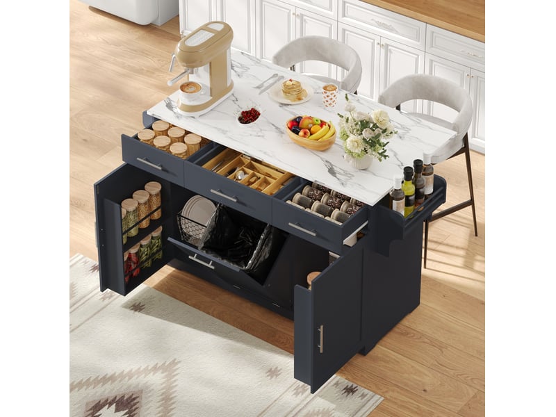  Desserte de cuisine mobile 136 x 5075 x 92 cm, plateau rabattable, grise  - Conforama B