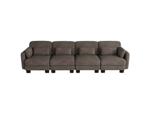 Canapé droit compressé fixe MODFU  4 places Tissu marron
