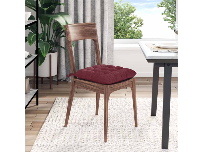 Lot de 4 coussins de siège, coussins décoratifs tissu bordeaux 40 x 40 x 6 cm cf59962 - Conforama D