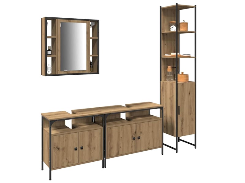  Ensemble de mobilier de salle de bain 4 pc chêne artisanal cf64503  - Conforama C