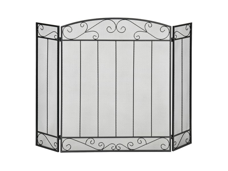  Grille de protection pour cheminée, pare-feu large pour cheminée ou poêle - pare-étincelles, barrière de sécurité, 3 volets pliables, acier métal  - Conforama A