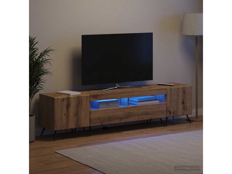  Meuble tv - banc tv - meuble de rangement led breda 3 pcs chêne artisanal bois d'ingénierie  - Conforama C