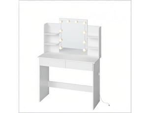 Coiffeuse 2 tiroir(s) Miroir Led avec 0 tabouret(s) inclu(s) <strong>PANGIVO</strong> <strong>T5828P498865</strong> coloris blanc