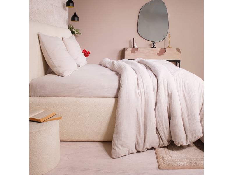  Parure de lit 240x260 cm gaze de coton lavé ecru naturel PD23654 - Conforama B