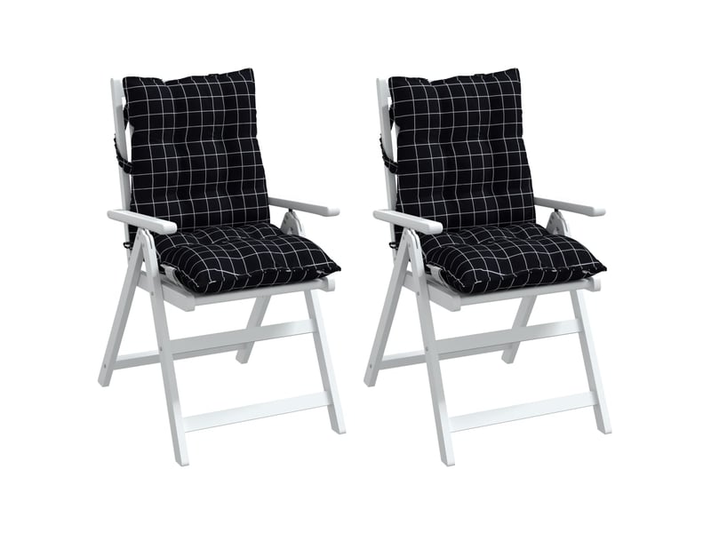  Lot de 2 coussins d'extérieur, coussins de chaise motif à carreaux noirs 100 x 50 x 7 cm cf56395  - Conforama D