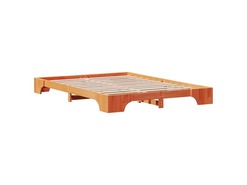  Lit double- lit adulte -  cadre de lit brun  150 x 200 cm pin massif  - Conforama C