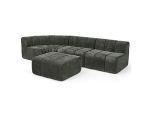 Canapé d'angle modulable 4 places compression - mousse haute résilience chenille noire polyvalente