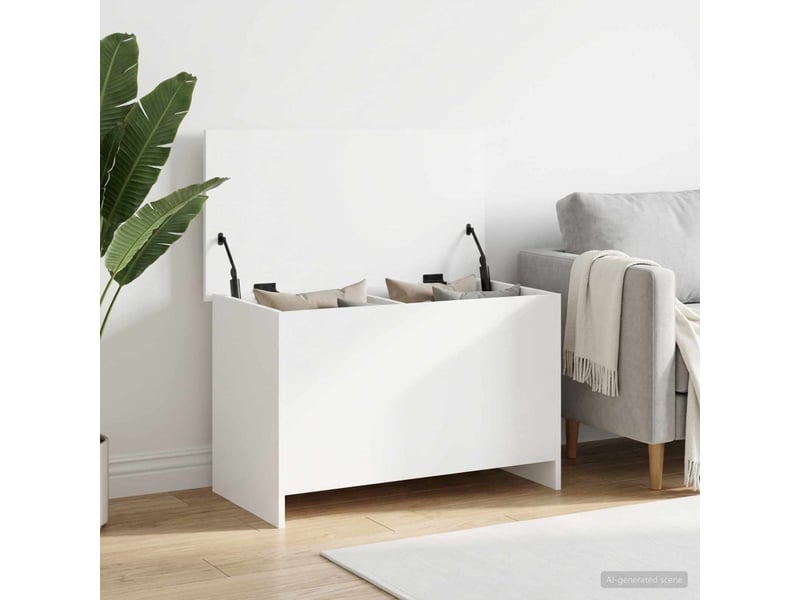  Coffre de rangement blanc 80x40x50 cm bois d'ingénierie  - Conforama B