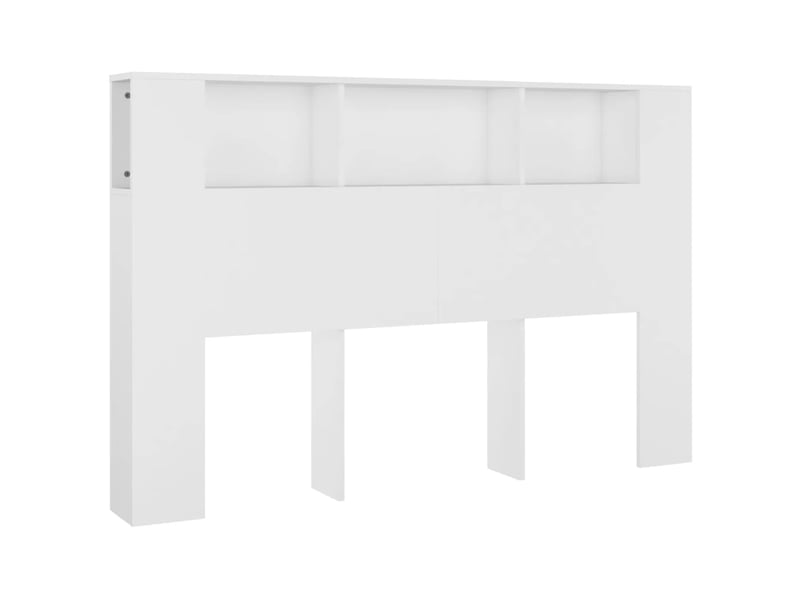 Tête De Lit Avec Armoire Et étagère Ouverte – Éclairage LED RGB – Dimensions 160x16,5x103,5 Cm – Blanc – Meuble Rangement Chambre