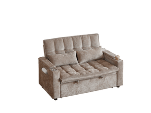 Canapé droit convertible MODENUIT   2 places Tissu marron avec coffre de rangement
