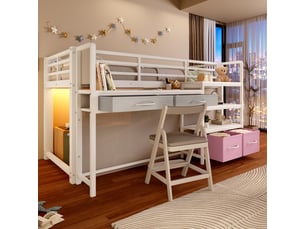 Lit mezzanine 90x200 cm <strong></strong> <strong>Qualité haut de gamme</strong> coloris blanc