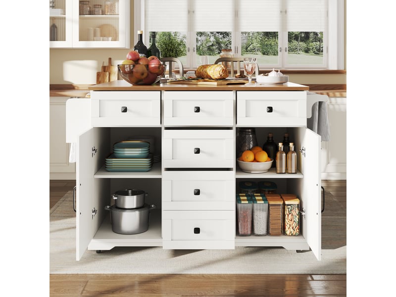  Desserte 2 portes 6 tiroirs coloris blanc mdf desserte blanc - Conforama D