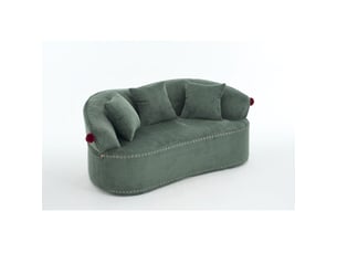 Canapé droit 2 places compressé 163x93x68 cm design chapeau de clown en mousse et velours côtelé couleur vert