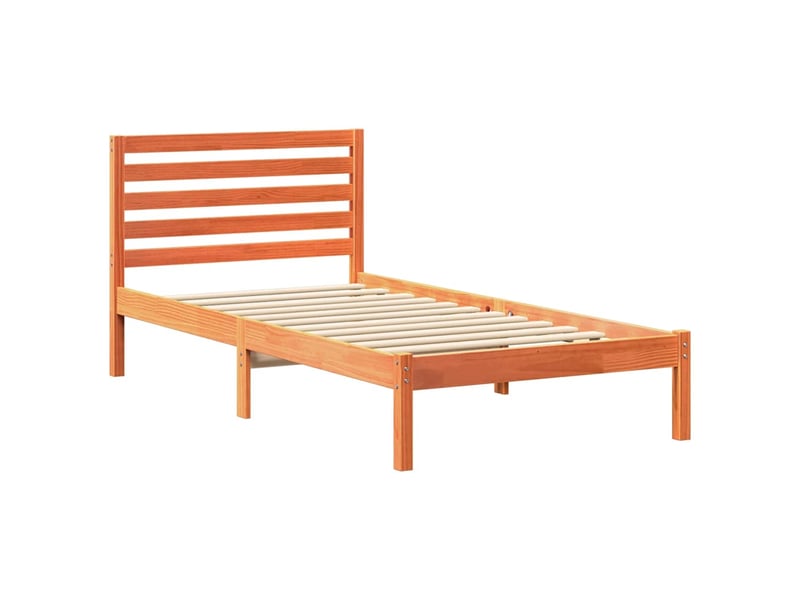 Lit simple- lit adulte - cadre de lit avec tête de lit brun 100 x 200 cm pin massif - Conforama C