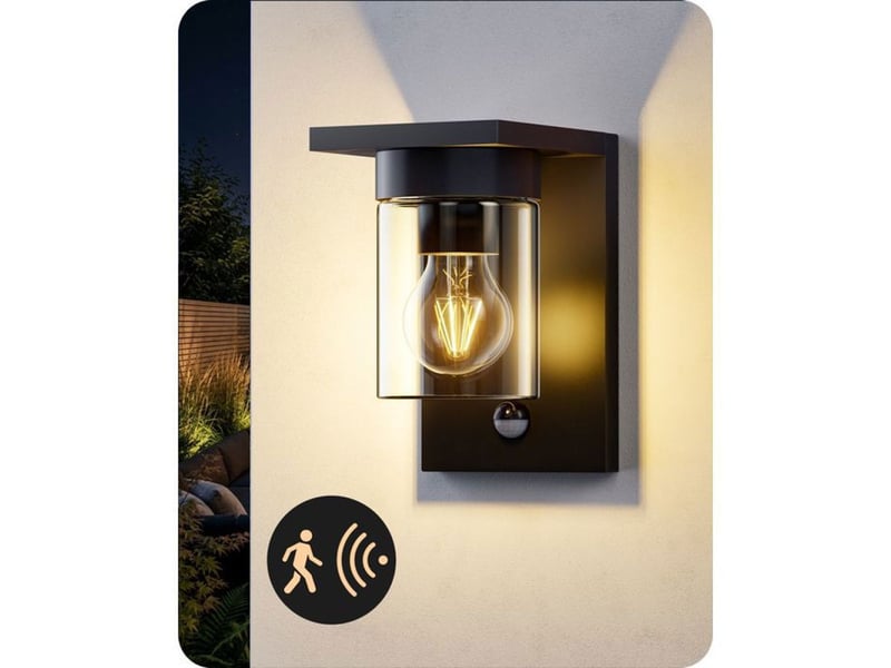  Sonnette murale exterieur detecteur de mouvement pir ip44 aluminium noir e27 110° 370618_AACLB04029_6_DROPFR - Conforama A